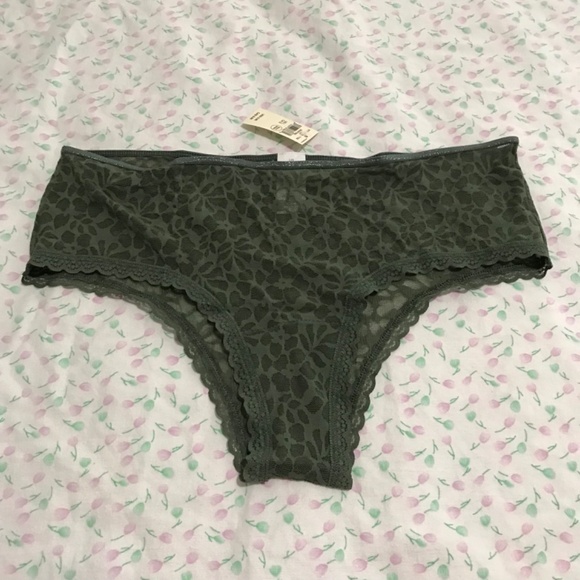 NWT Aerie Island Breeze Sparkly Lace Panty L Cheeky Bottoms Royal Palm Green - Picture 3 of 11